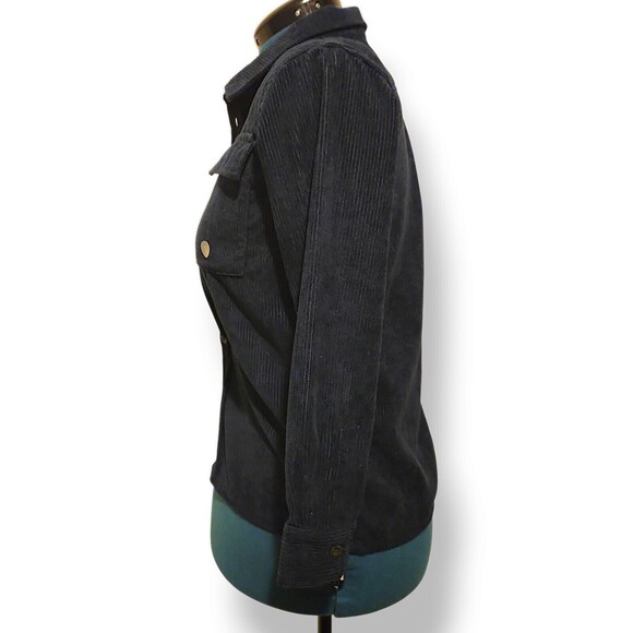 RSQ Navy Blue Corduroy Button Down Shirt Girls Junior's Size Large *see Sizing - Picture 4 of 7